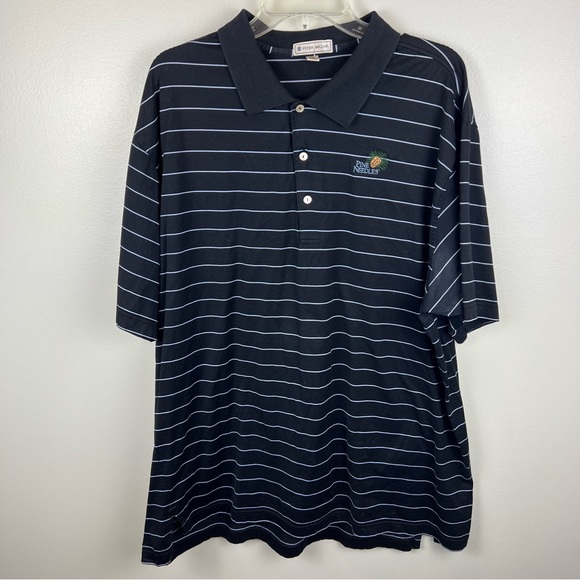 Peter Millar Other - Peter Millar Polo Men’s XXL 2X Golf Cotton Navy with Light Blue Stripe